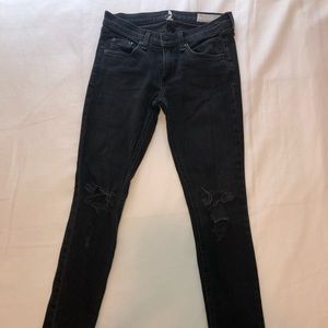 Size 25 Rag & Bone black ripped skinny jeans